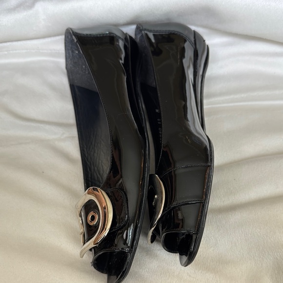 Stuart Weitzman Black Peep Toe Flats - Size 11 - Picture 5 of 11